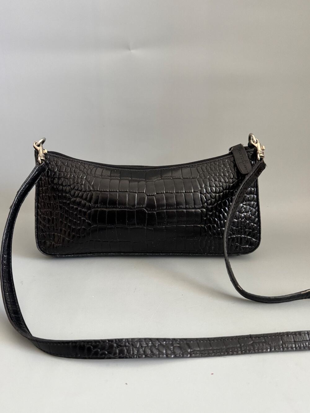 Vintage Giani Bernini Black Croc Style Bag Y2K VGUC